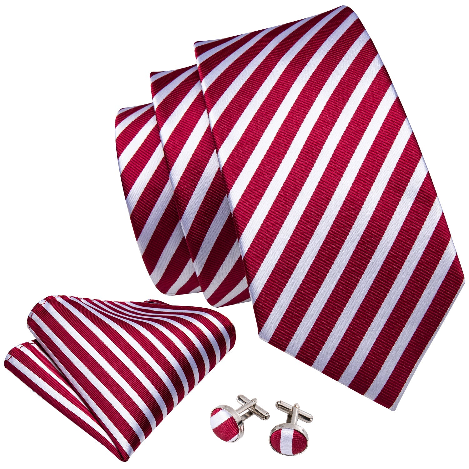 GentCrest Red Striped Tie with Lapel Pin - Image 6