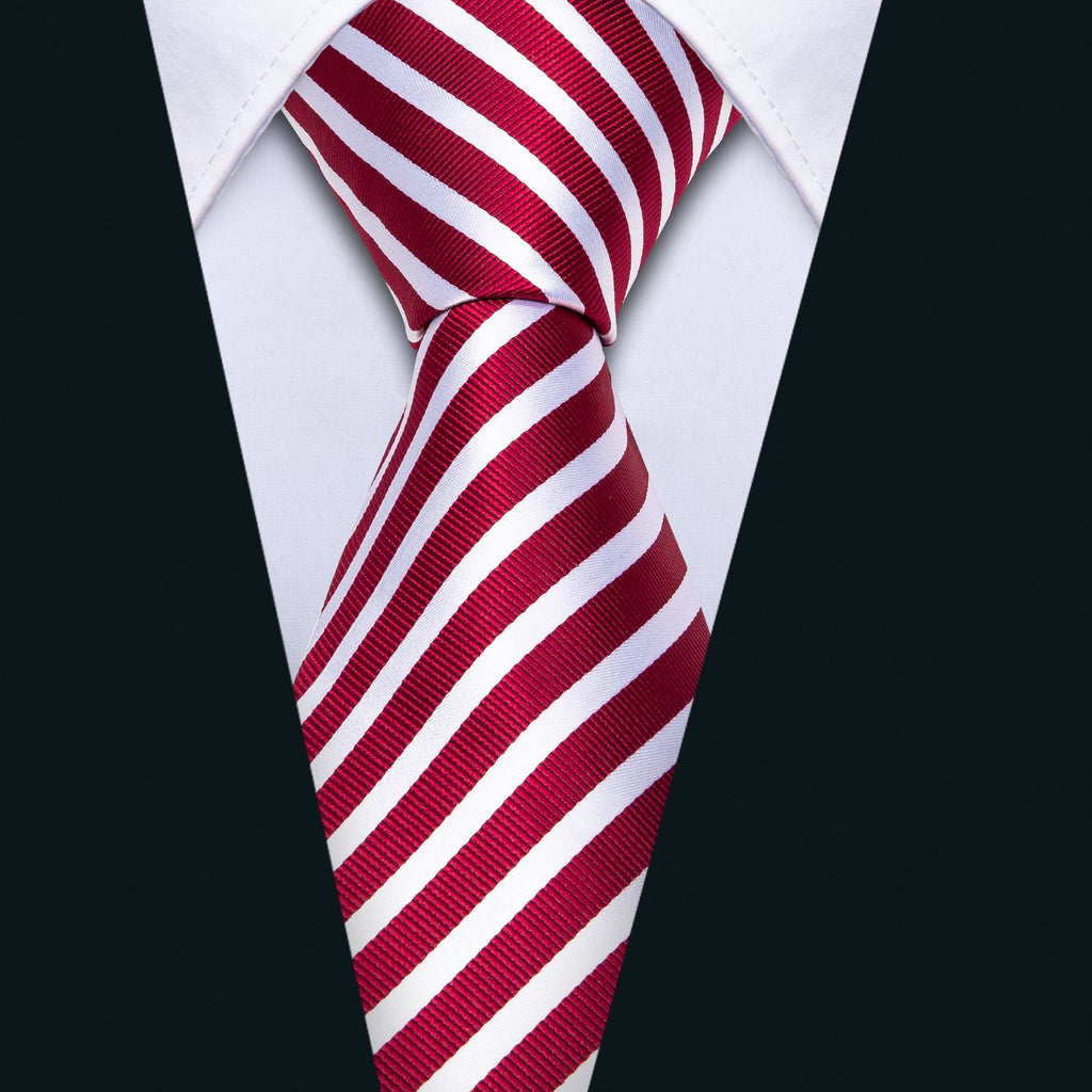 GentCrest Red Striped Tie with Lapel Pin - Image 5