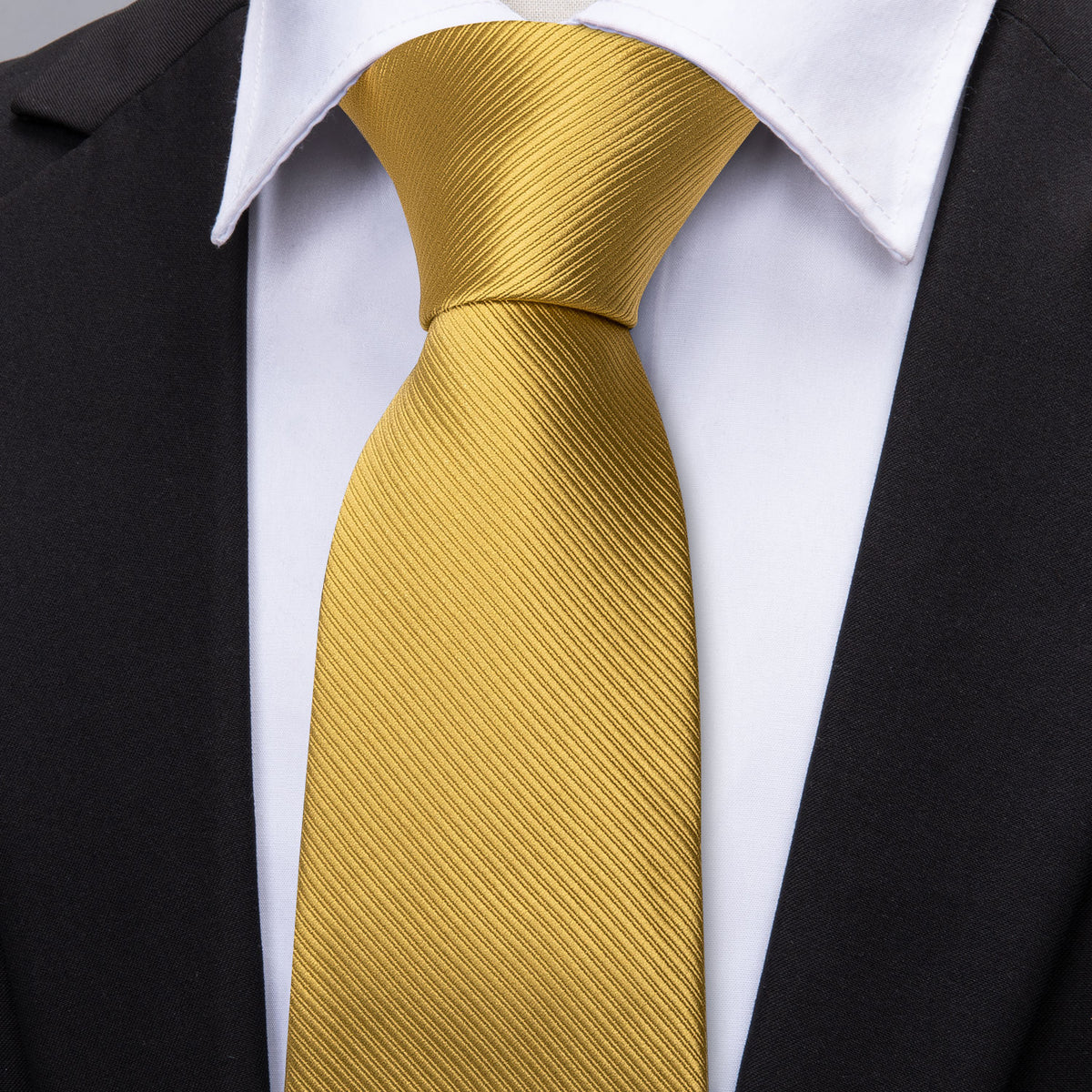 Gold Striped Silk Tie Set - GentCrest - View 2