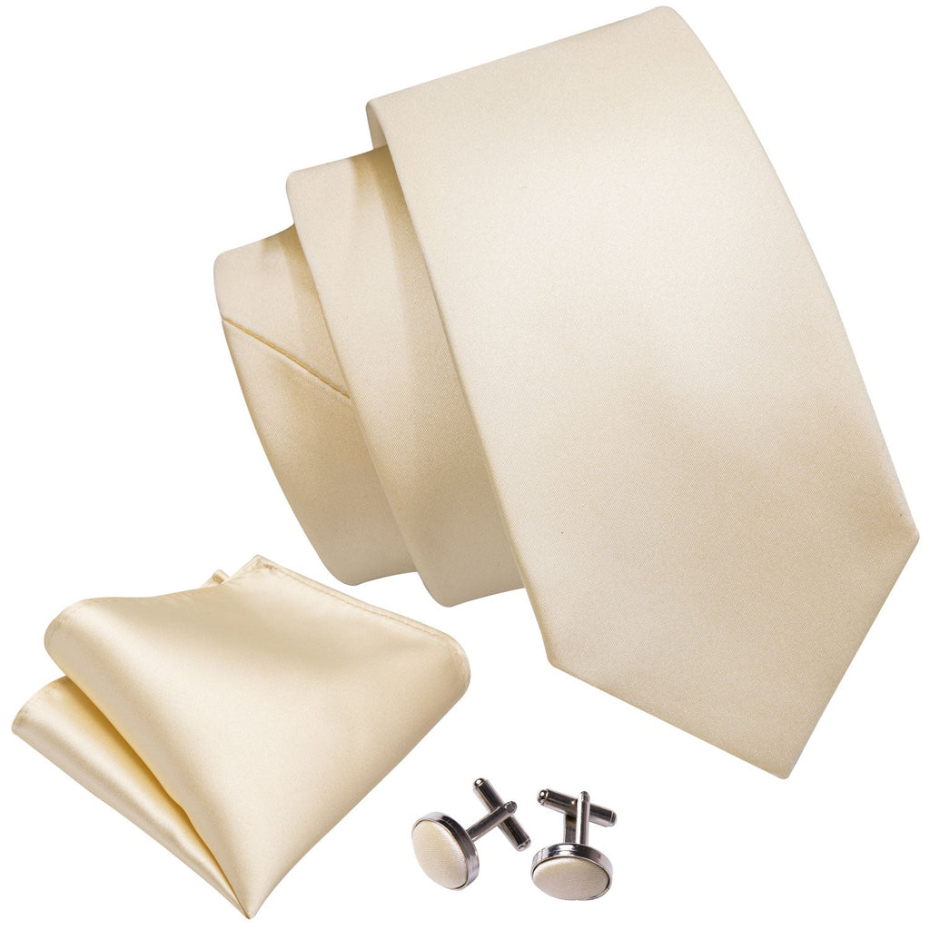 GentCrest Beige Solid Tie Hanky Cufflinks Set - Image 2