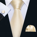 Ivory Beige Solid Silk Tie Set - GentCrest