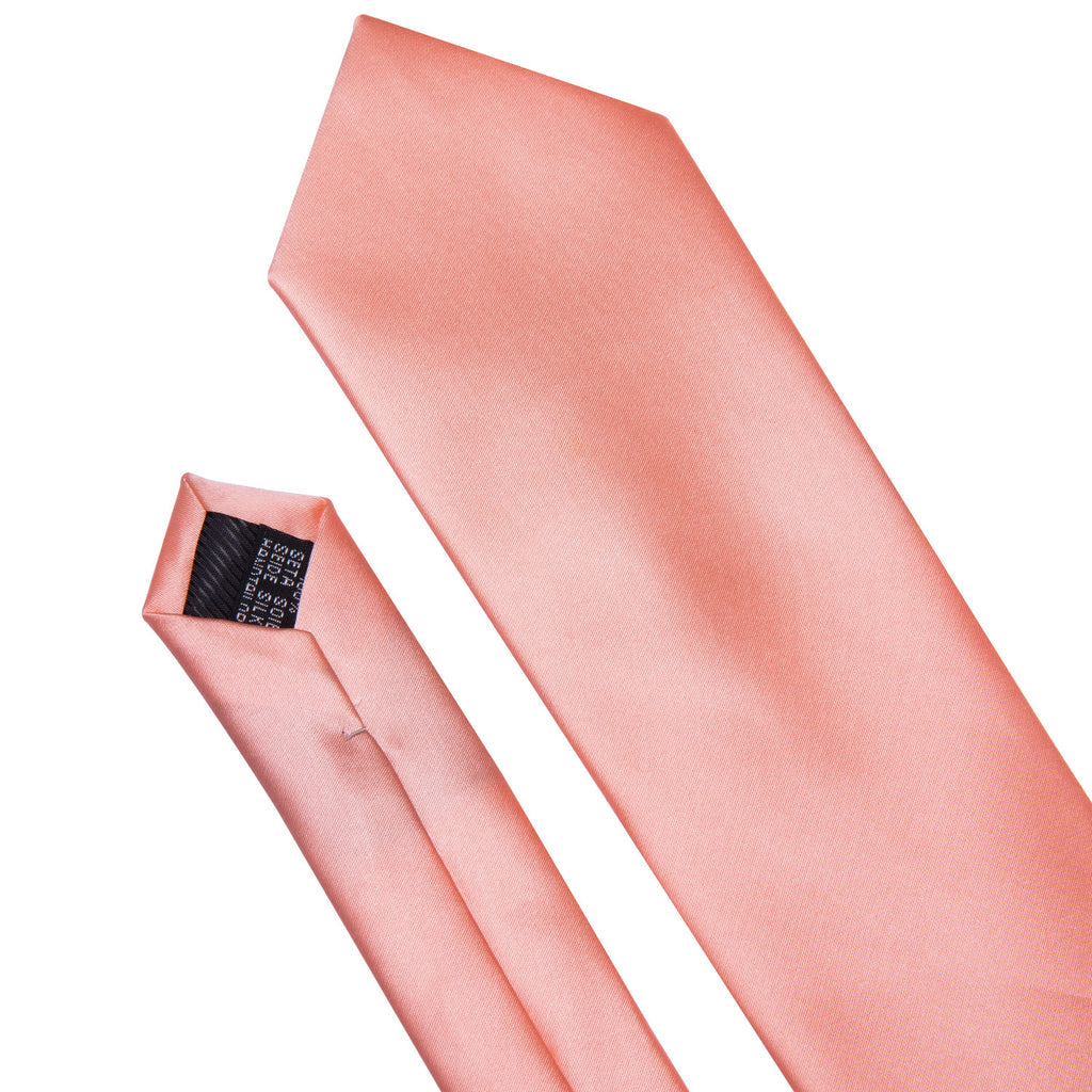 Coral Solid Silk Tie Set - GentCrest - View 5