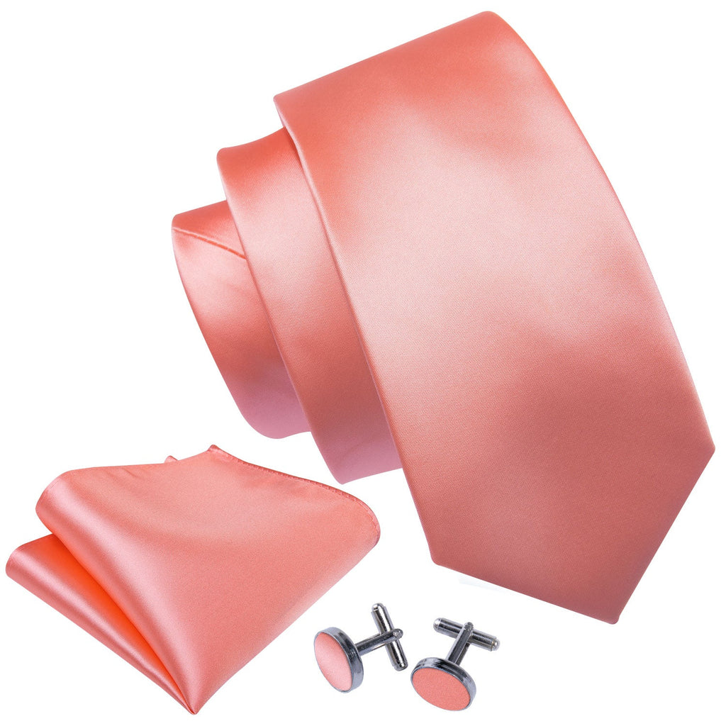 GentCrest Pink Solid Tie Hanky Cufflinks Set - Image 5