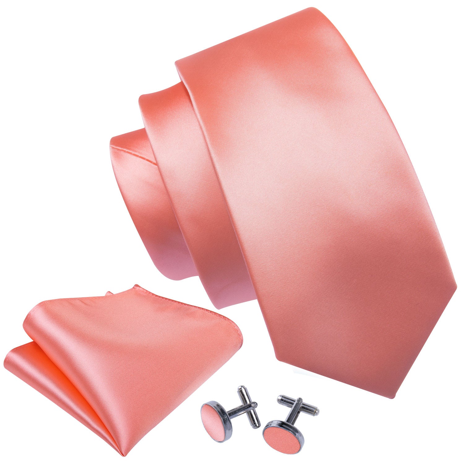 GentCrest Pink Solid Tie Hanky Cufflinks Set - Image 5