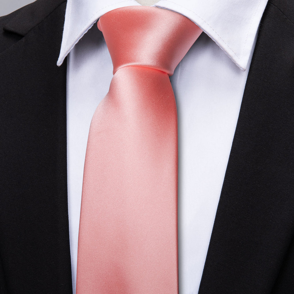 Coral Solid Silk Tie Set - GentCrest - View 3