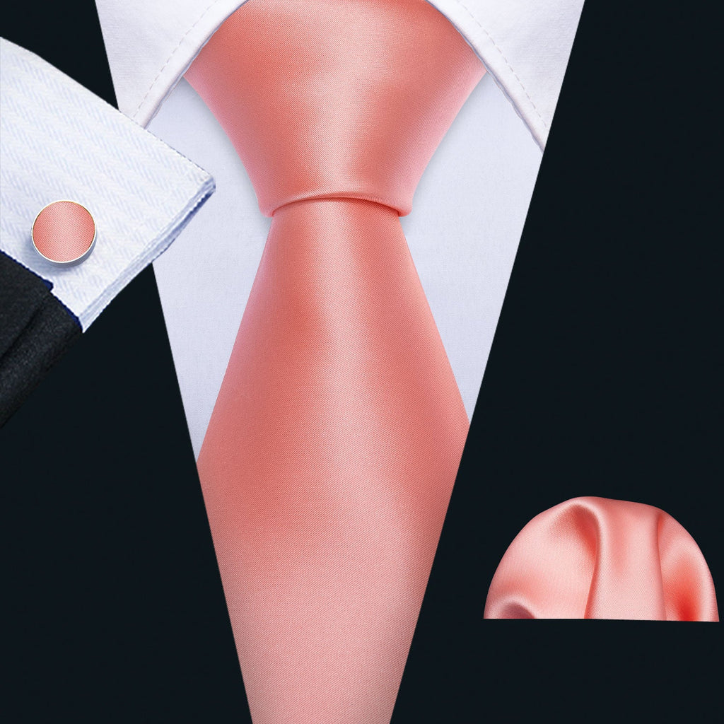 GentCrest Pink Solid Tie Hanky Cufflinks Set - Image 1