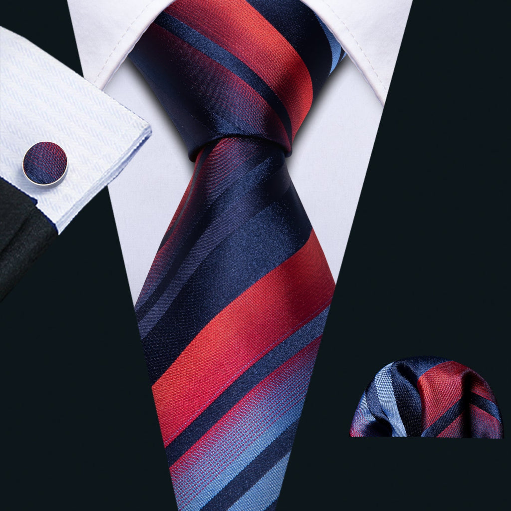 GentCrest Blue Striped Tie Hanky Cufflinks Set - Image 1