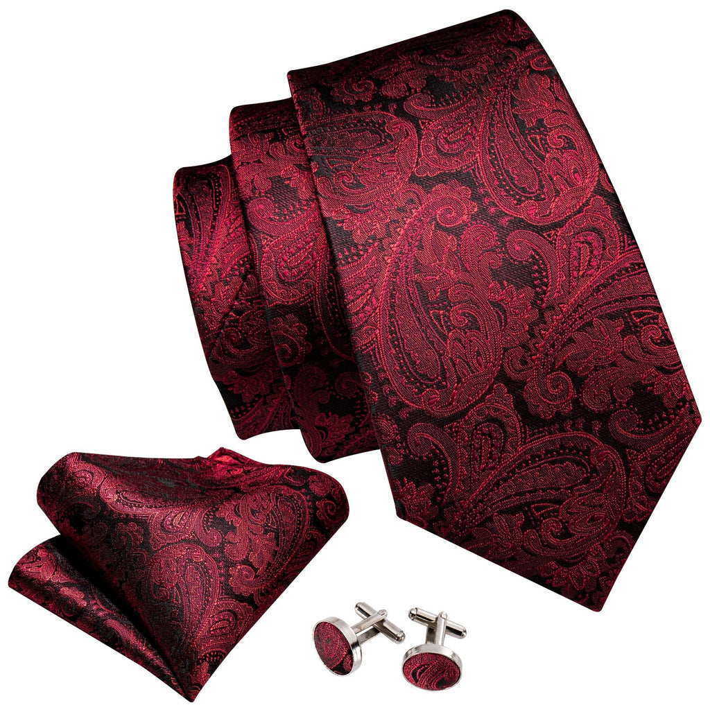 GentCrest Black Paisley Tie Hanky Cufflinks Set - Image 3