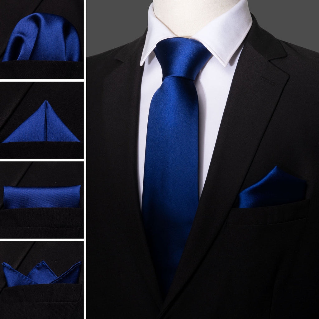 Sapphire Blue Silk Tie Set - GentCrest - View 2