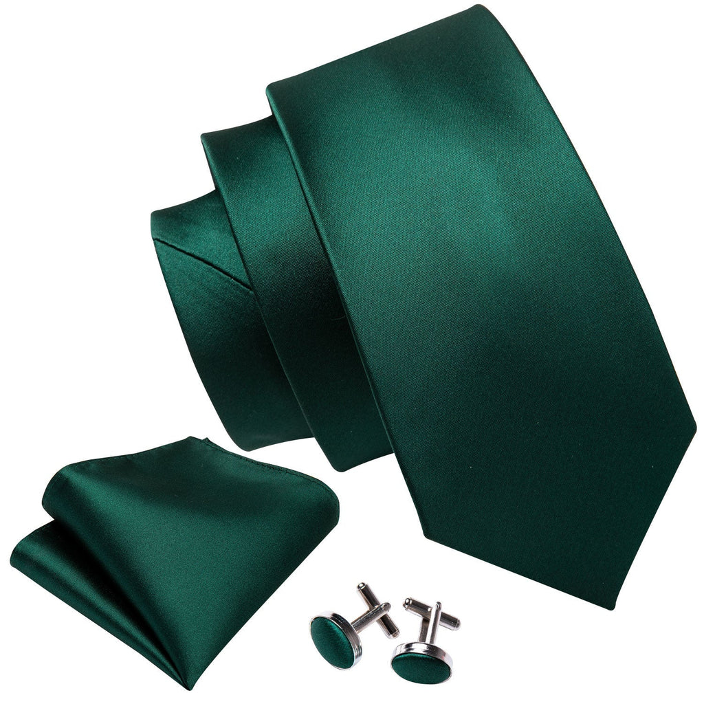 Solid Green Silk Tie Set - GentCrest - View 2