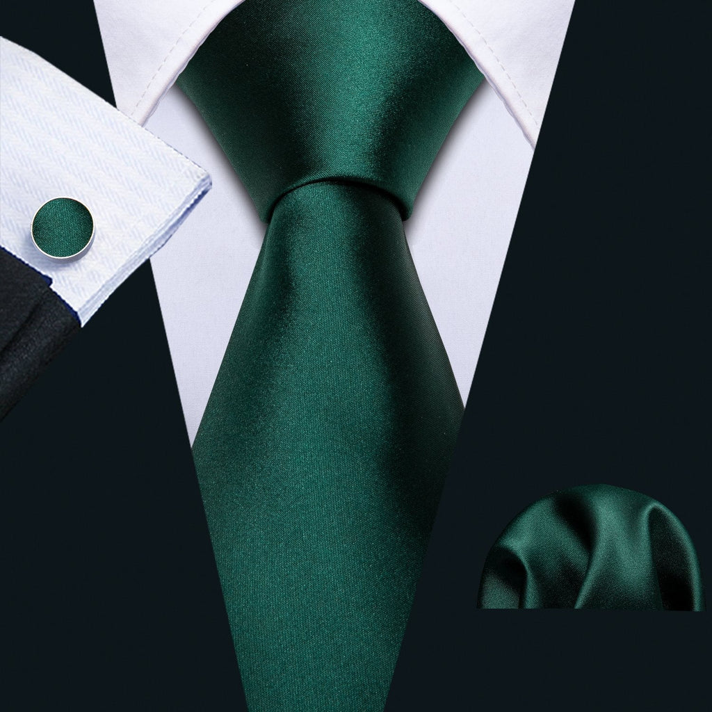 Solid Green Silk Tie Set - GentCrest