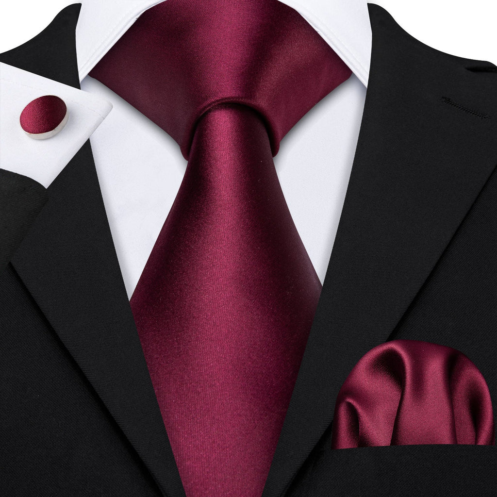 GentCrest Red Solid Tie Hanky Cufflinks Set - Image 1