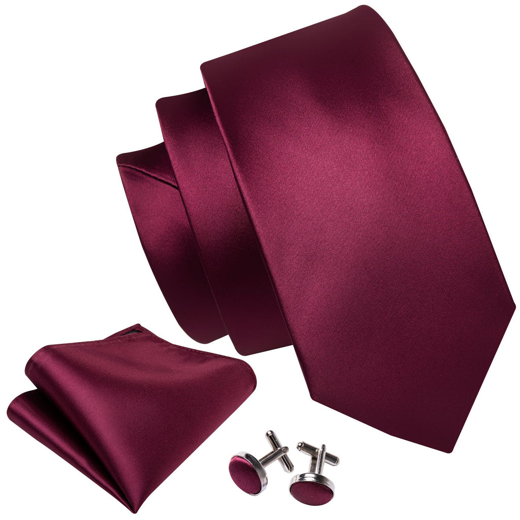 GentCrest Red Solid Tie Hanky Cufflinks Set - Image 4