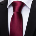 Burgundy Solid Silk Tie Set - GentCrest
