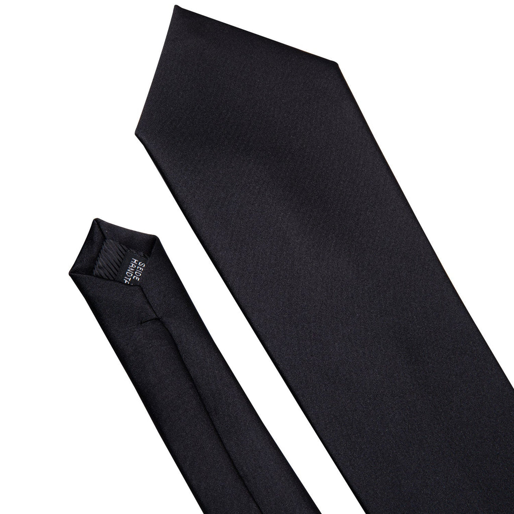 GentCrest Black Solid Tie Hanky Cufflinks Set - Image 2