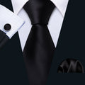 GentCrest Black Solid Tie Hanky Cufflinks Set - Image 1