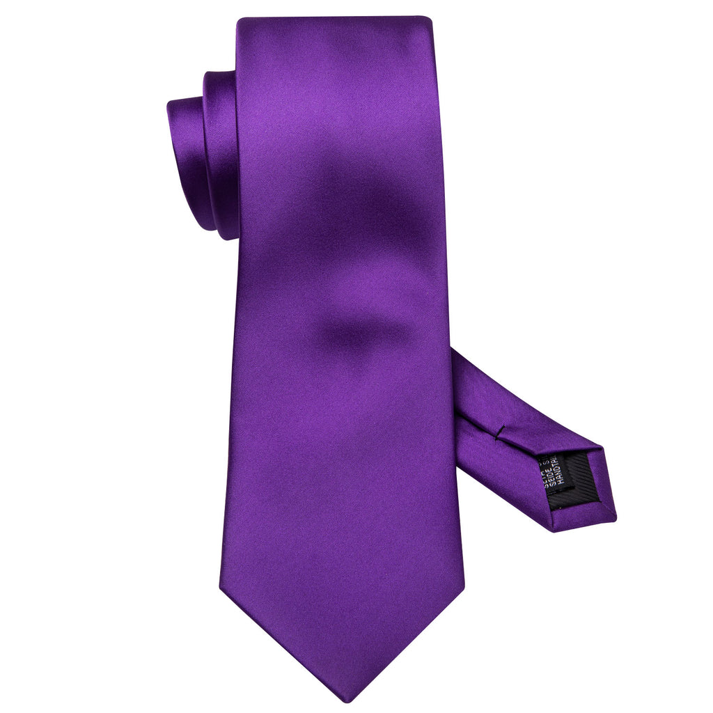 Deep Purple Solid Silk Tie Set - GentCrest - View 6