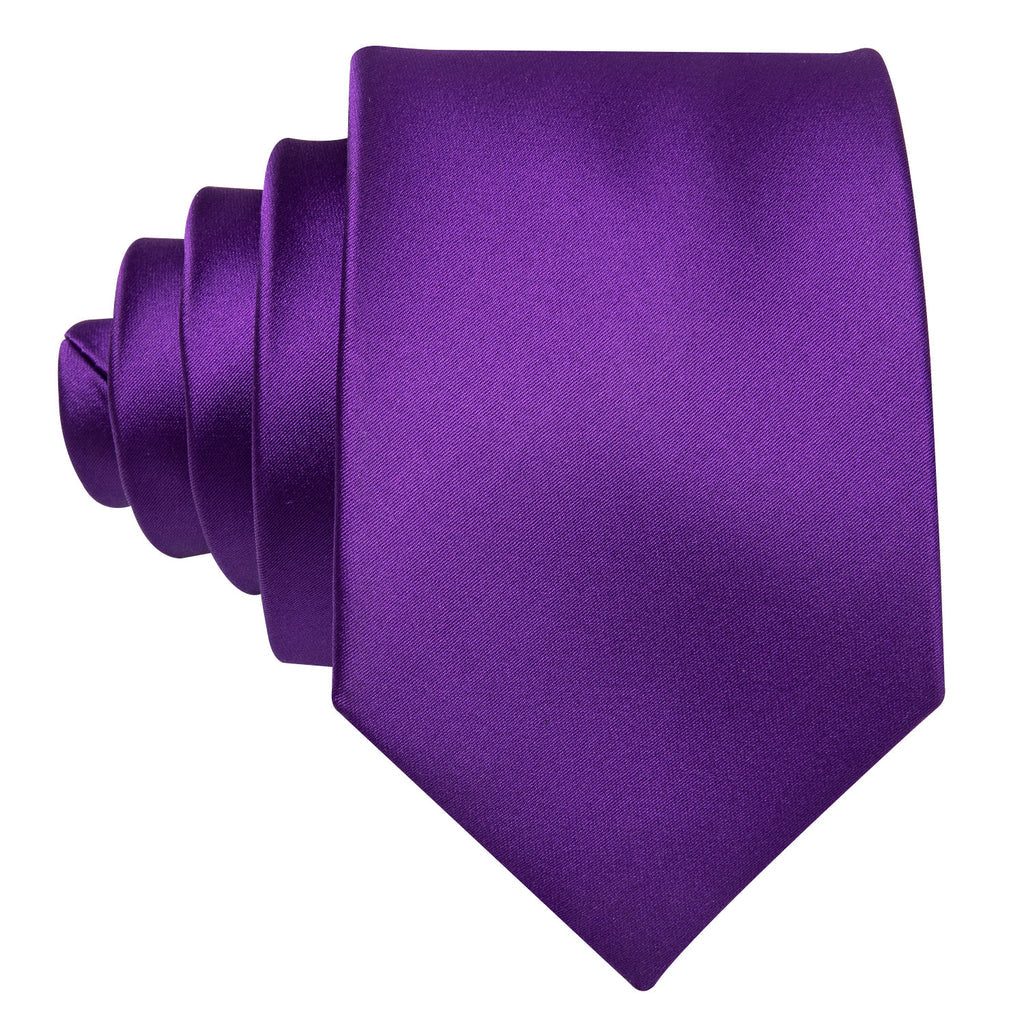 Deep Purple Solid Silk Tie Set - GentCrest - View 5