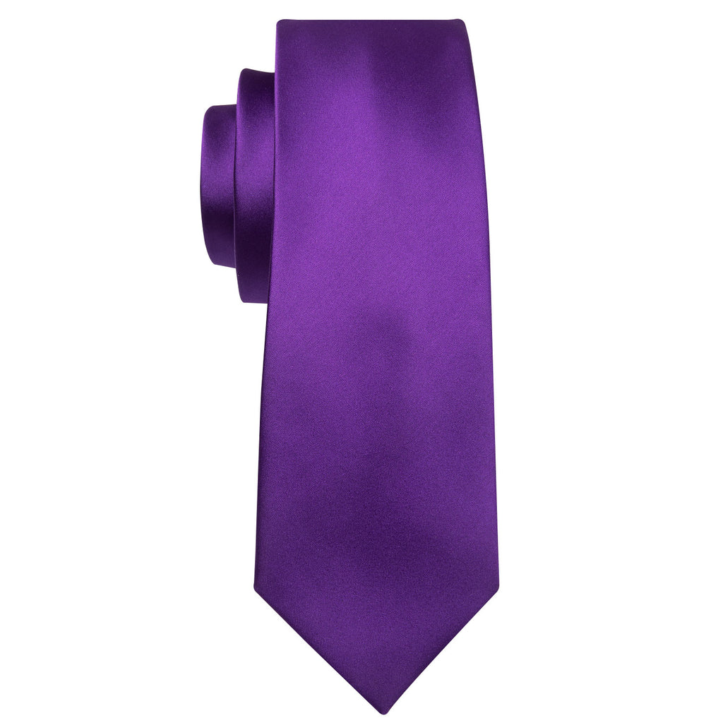 Deep Purple Solid Silk Tie Set - GentCrest - View 4
