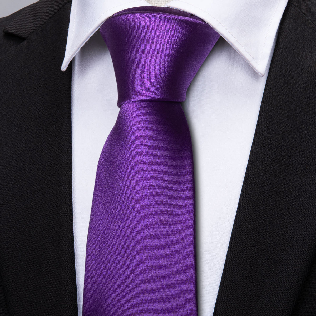 Deep Purple Solid Silk Tie Set - GentCrest