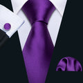 GentCrest Purple Solid Tie Hanky Cufflinks Set - Image 1