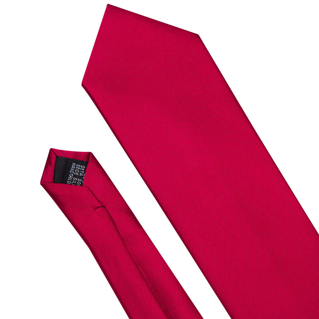 Red Satin Solid Silk Tie Set - GentCrest - View 6