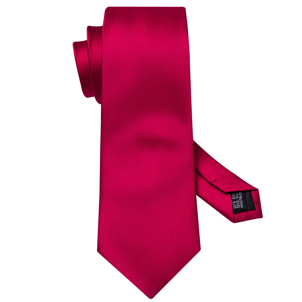 Red Satin Solid Silk Tie Set - GentCrest - View 4