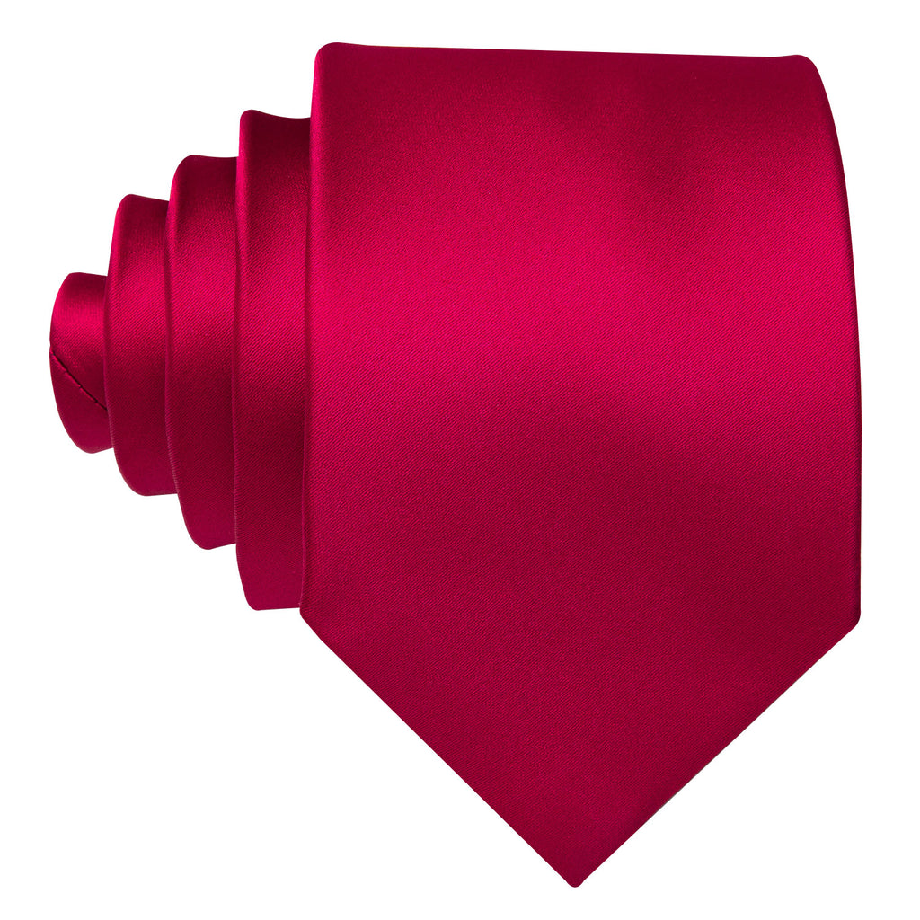 Red Satin Solid Silk Tie Set - GentCrest - View 3