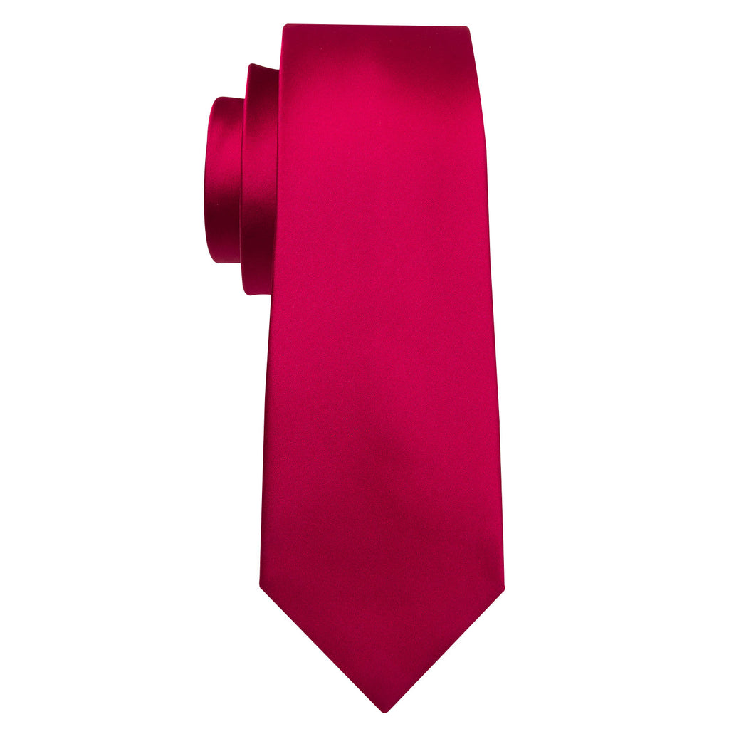 Red Satin Solid Silk Tie Set - GentCrest - View 2