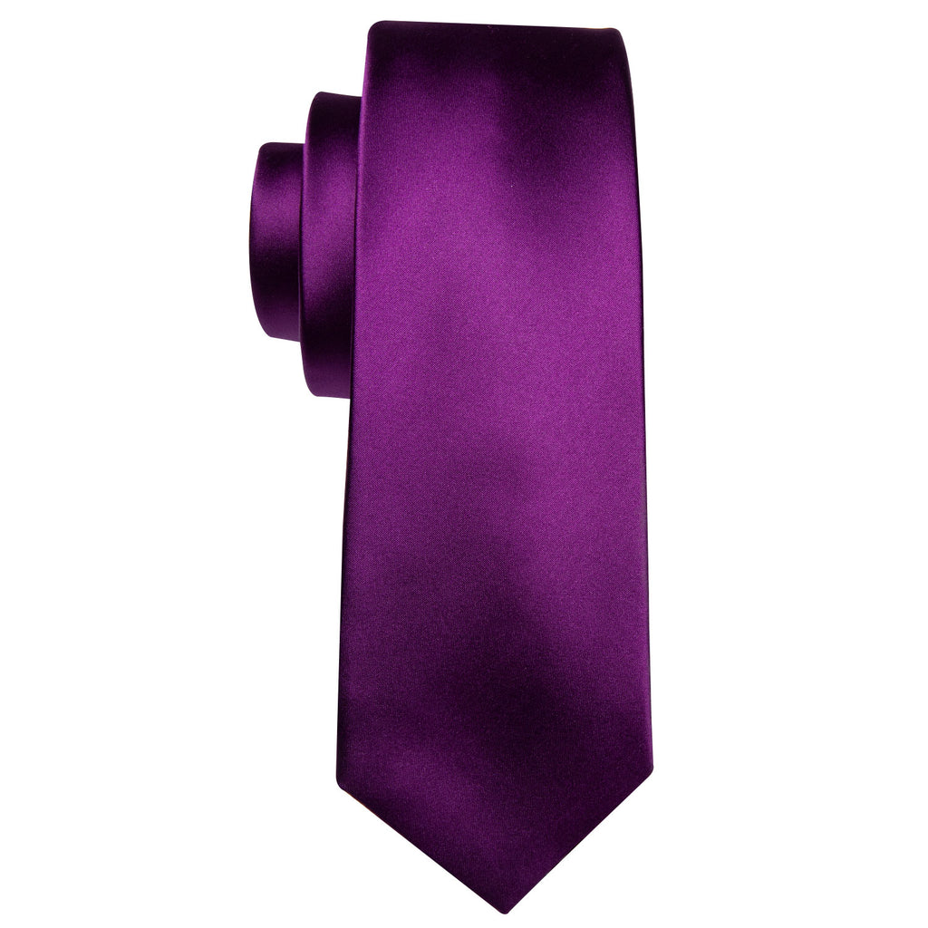 Purple Solid Silk Tie Set - GentCrest - View 5