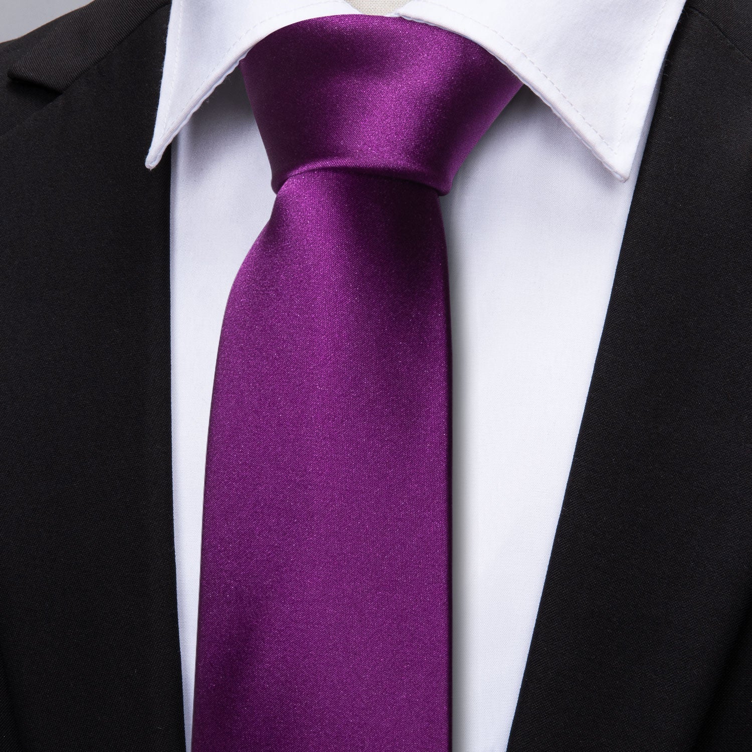 GentCrest Purple Solid Tie Hanky Cufflinks Set - Image 5