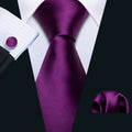Purple Solid Silk Tie Set - GentCrest