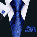 GentCrest Black Paisley Tie Hanky Cufflinks Set - Image 1