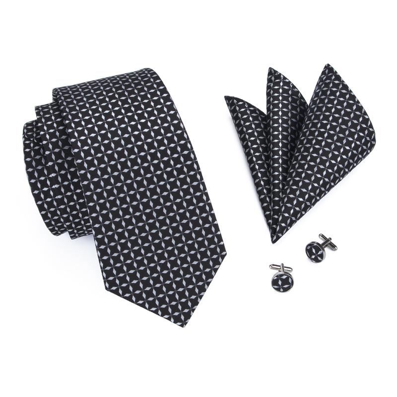 GentCrest Black Plaid Tie Hanky Cufflinks Set - Image 2
