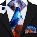 GentCrest Blue Geometric Tie Hanky Cufflinks Set - Image 1