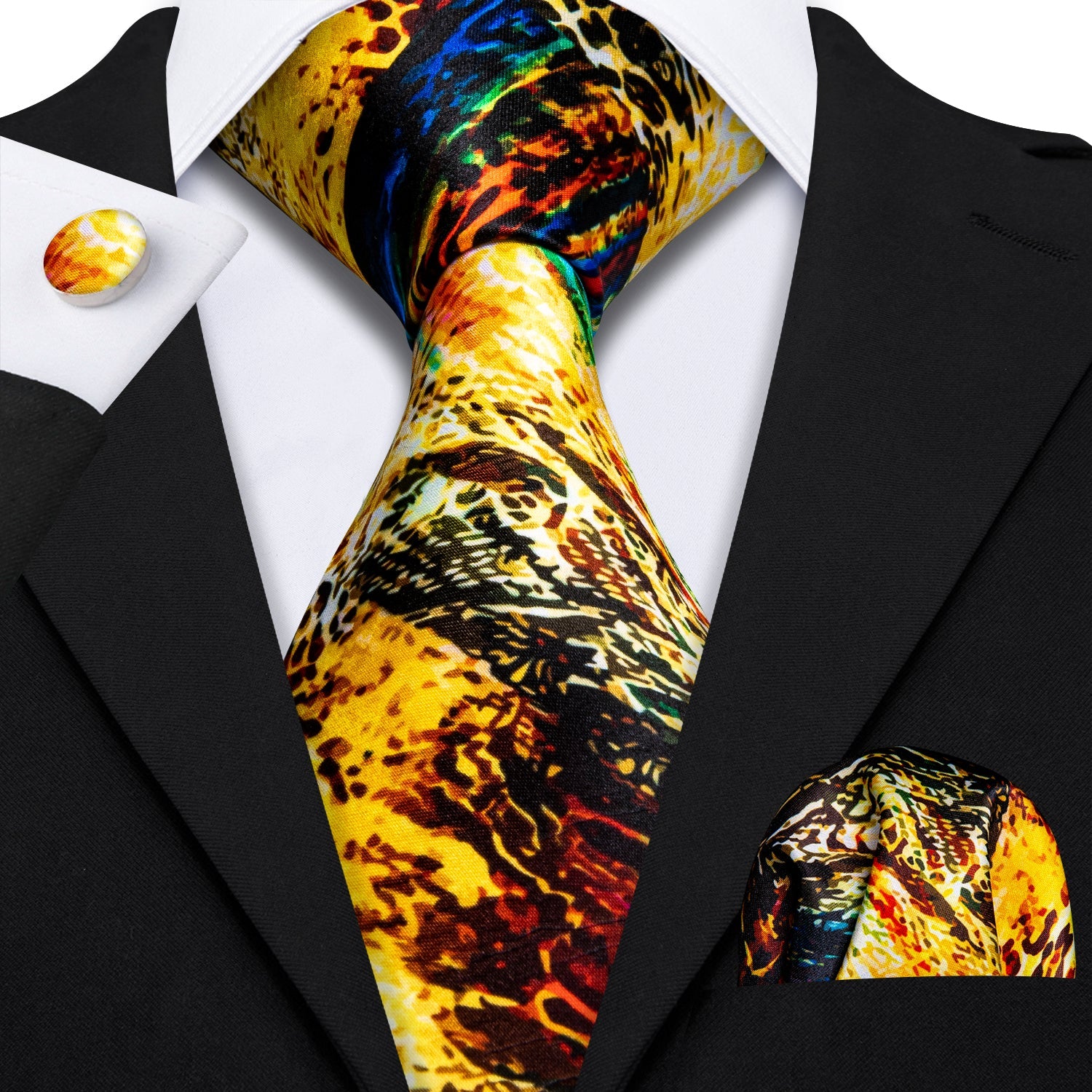GentCrest Black Novelty Tie Hanky Cufflinks Set - Image 1