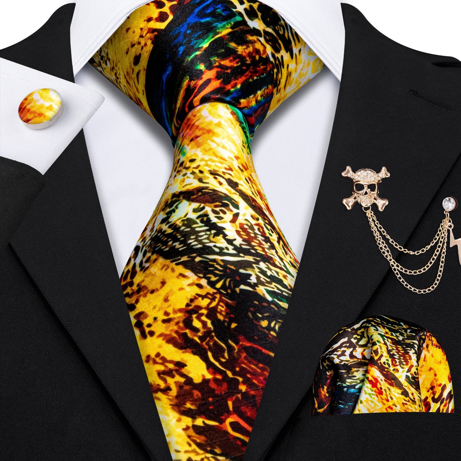 GentCrest Black Novelty Tie with Accessories - Image 1