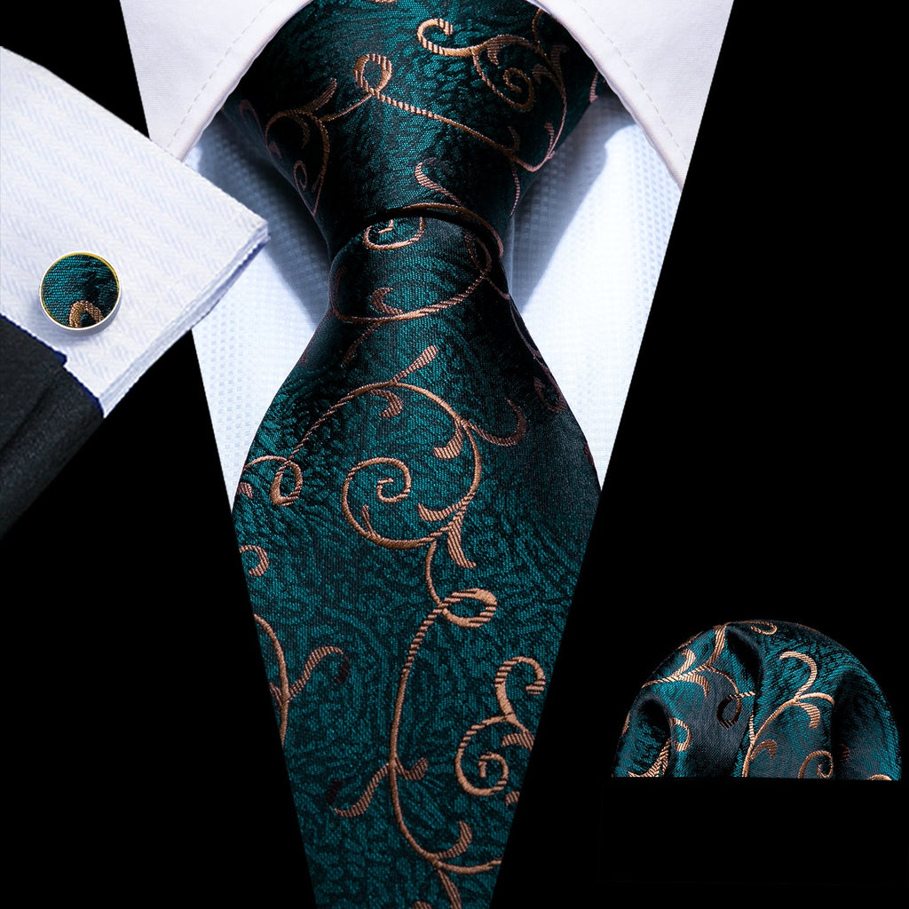 GentCrest Blue Floral Tie Hanky Cufflinks Set - Image 1