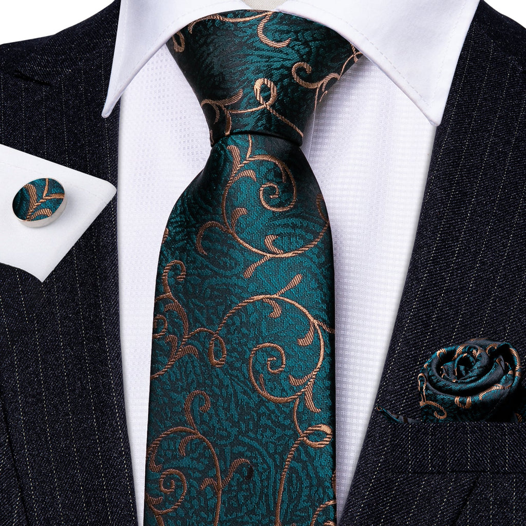 GentCrest Blue Floral Tie Hanky Cufflinks Set - Image 2
