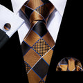 GentCrest Black Plaid Tie Hanky Cufflinks Set - Image 1
