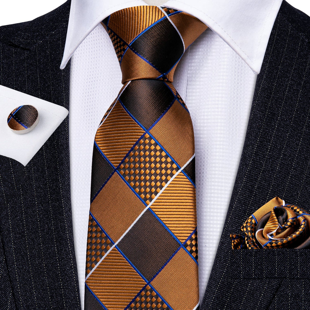 GentCrest Black Plaid Tie Hanky Cufflinks Set - Image 3
