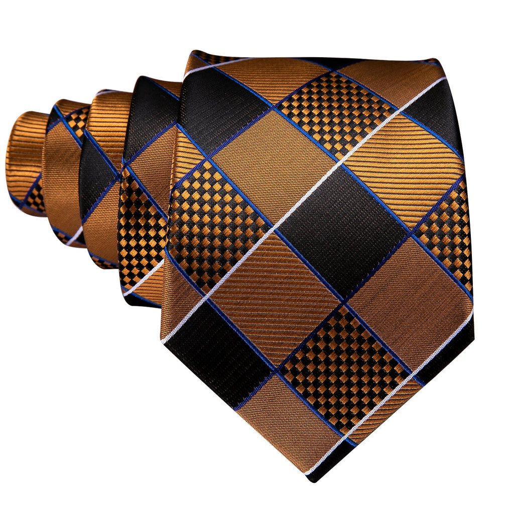 GentCrest Black Plaid Tie Hanky Cufflinks Set - Image 4