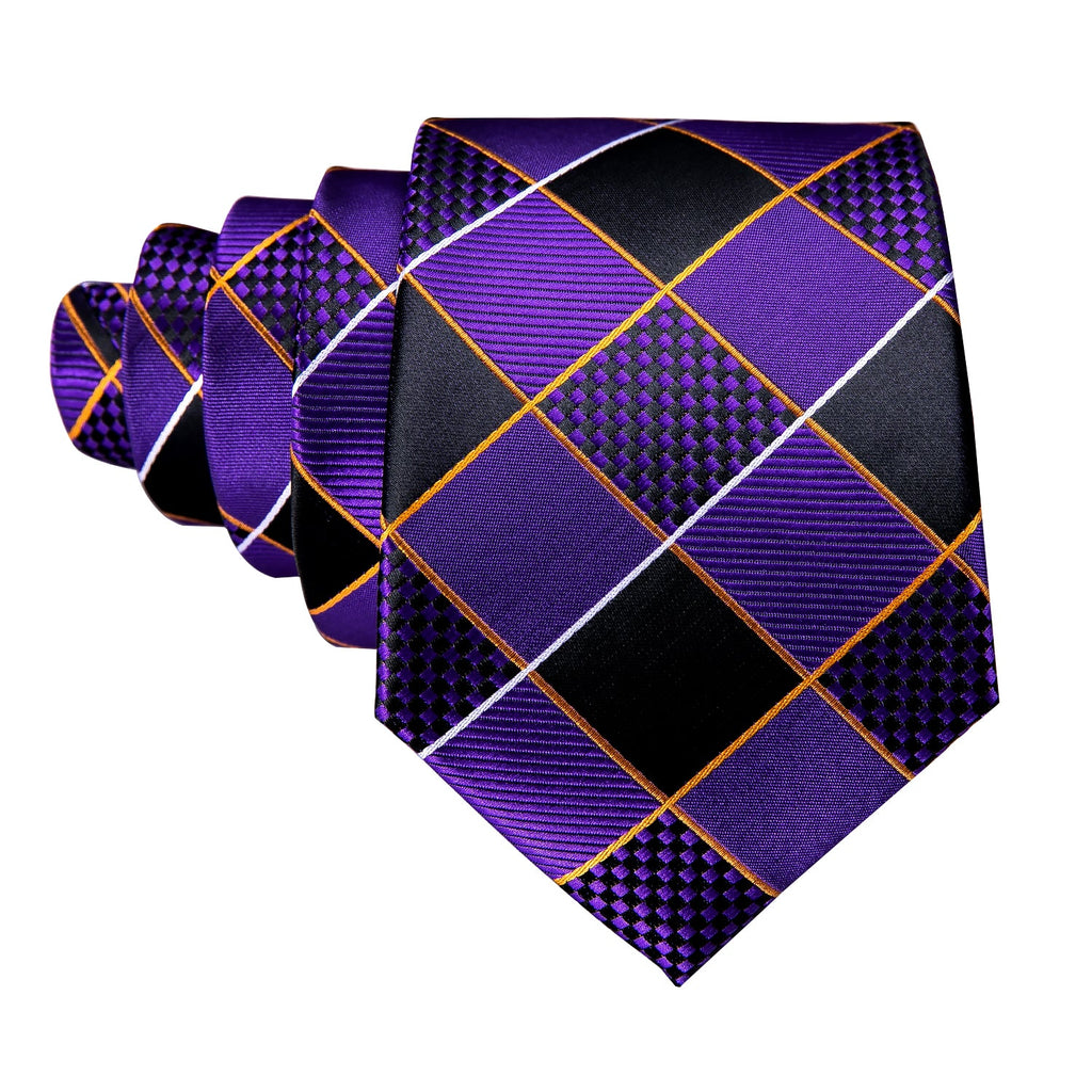 GentCrest Black Plaid Tie Hanky Cufflinks Set - Image 2