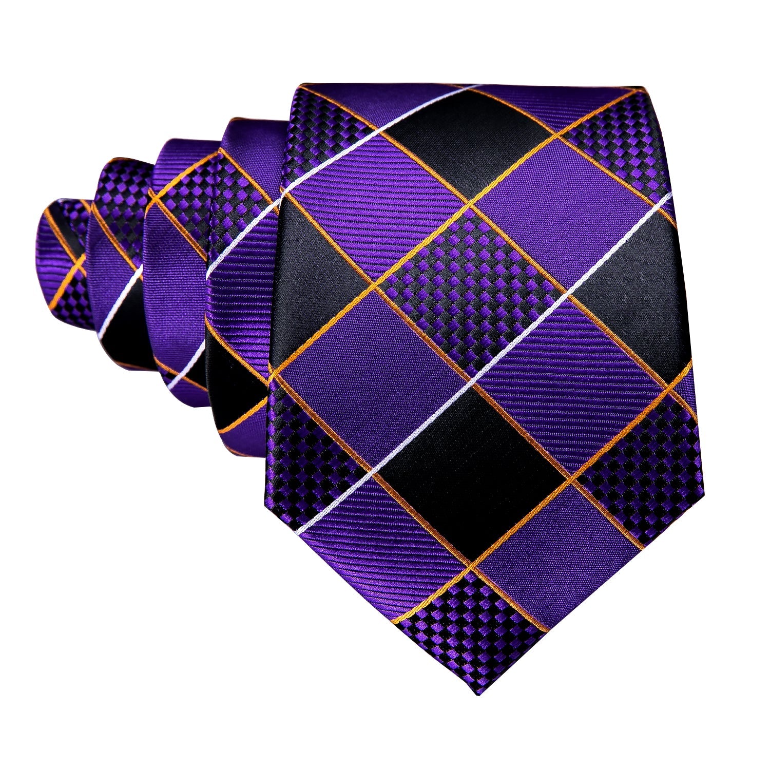 GentCrest Black Plaid Tie Hanky Cufflinks Set - Image 2
