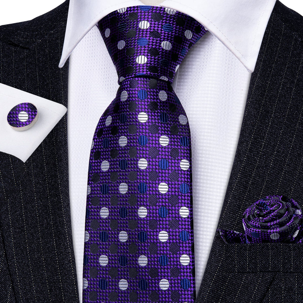 GentCrest Purple Polka Dot Tie Hanky Cufflinks Set - Image 2