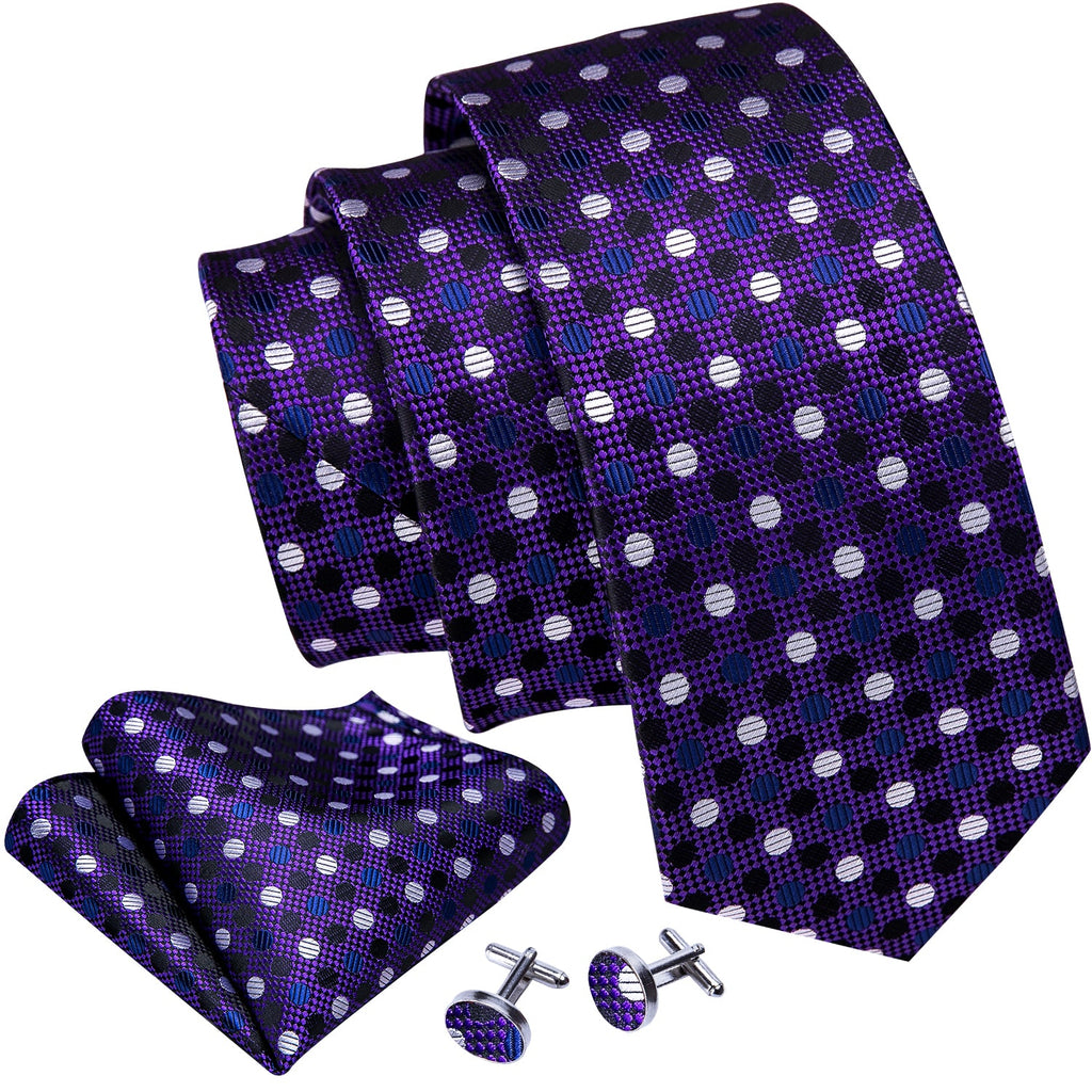 GentCrest Purple Polka Dot Tie Hanky Cufflinks Set - Image 3