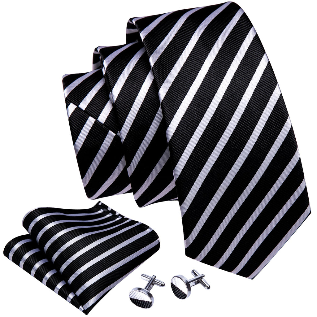 GentCrest Black Striped Tie Hanky Cufflinks Set - Image 4