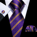 GentCrest Purple Striped Tie Hanky Cufflinks Set - Image 1