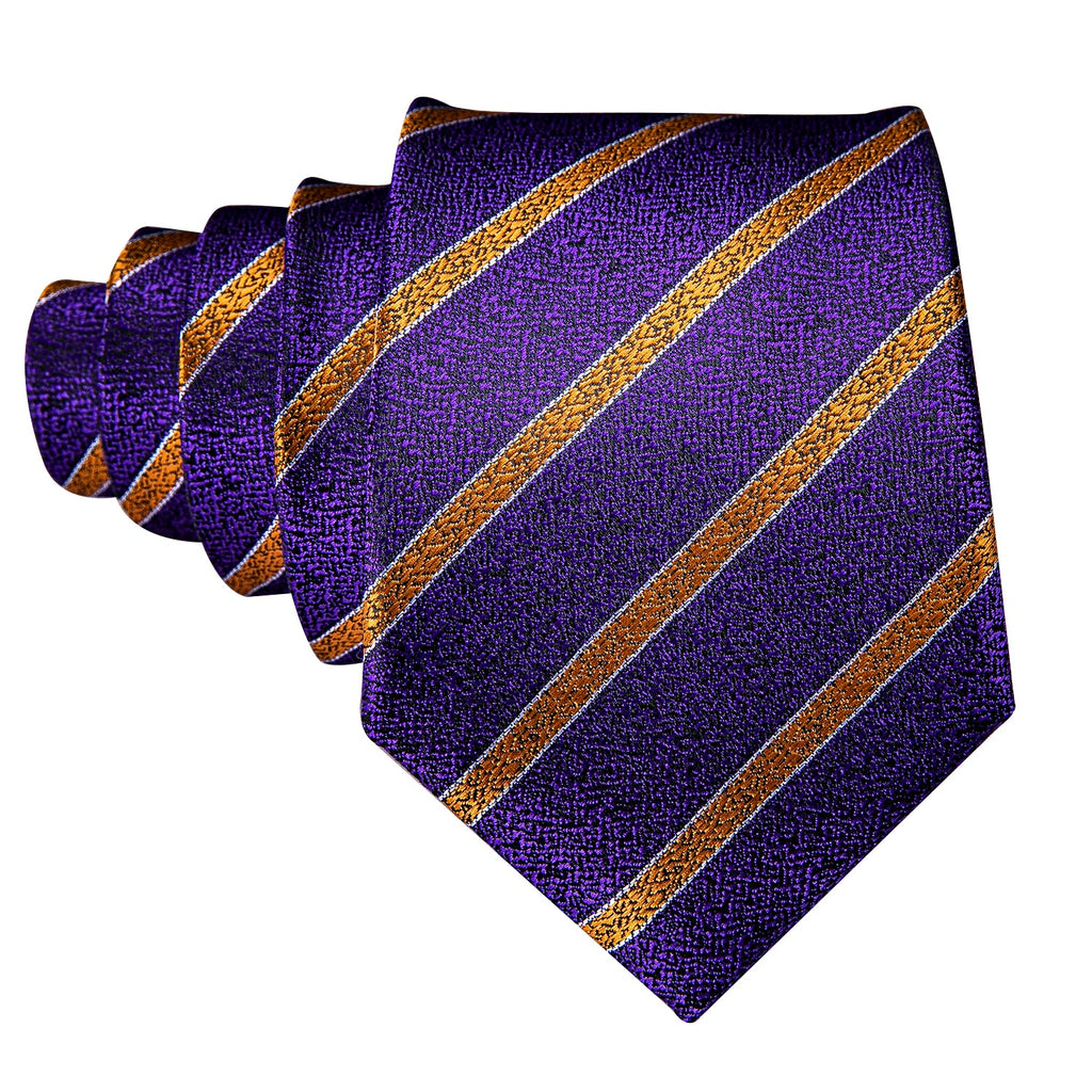 GentCrest Purple Striped Tie Hanky Cufflinks Set - Image 3