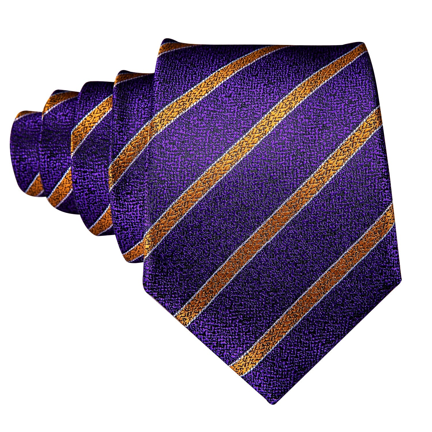 GentCrest Purple Striped Tie Hanky Cufflinks Set - Image 3